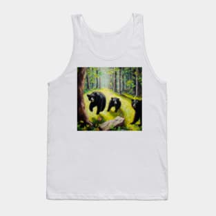 Black Bears Oil Painting Tank Top